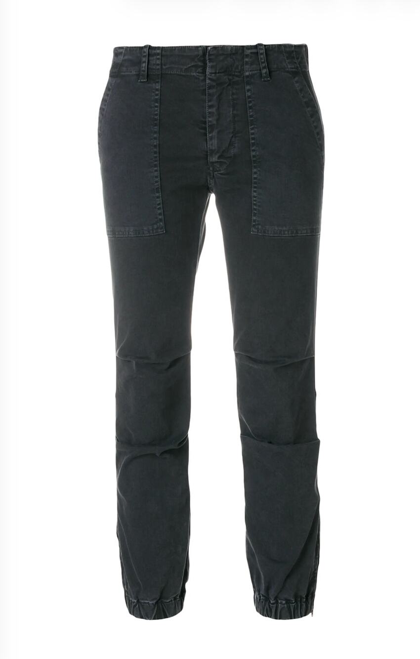 Nili Lotan Gray Cropped Tapered Pants Cargo Trousers Size 0 Cotton Stretch USA